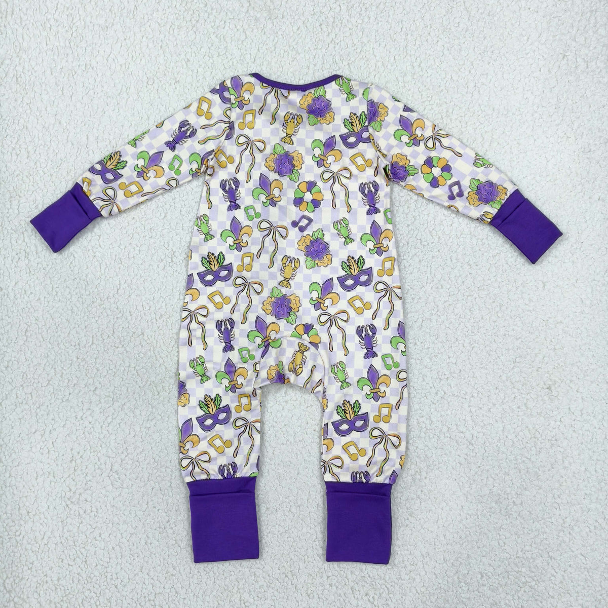 Baby Girls Mardigras Masks Two Way Ruffle Zip Convertible Rompers