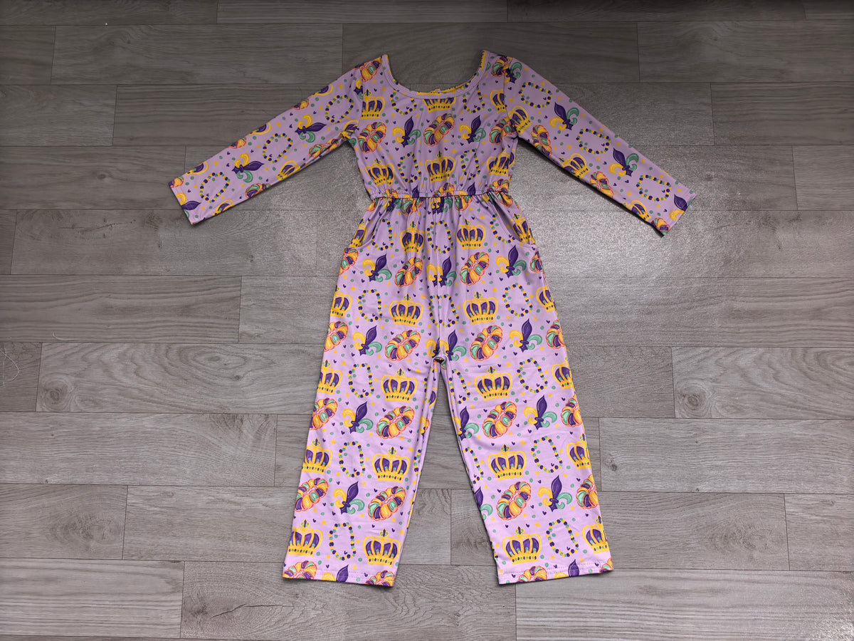 Baby Girls Mardigras Crowns Donuts Anchors Pockets Pant Jumpsuits Preorder