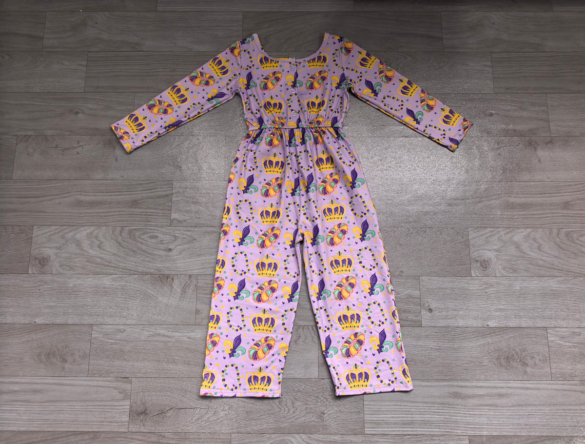 Baby Girls Mardigras Crowns Donuts Anchors Pockets Pant Jumpsuits Preorder
