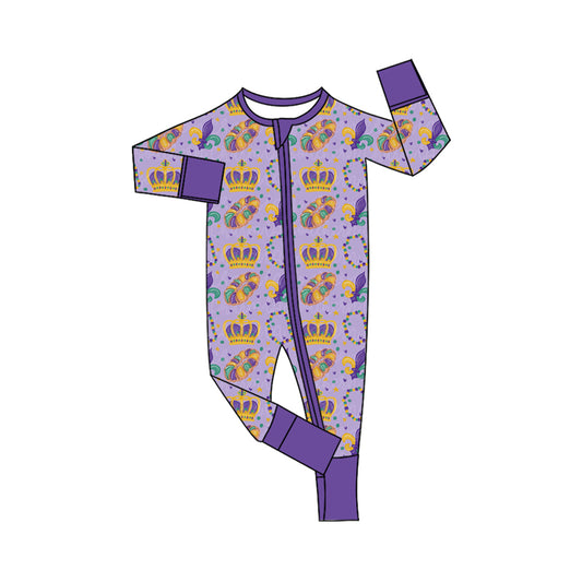 Baby Boys Mardigras Crowns Donuts Anchors Two Way Zip Convertible Rompers Preorder