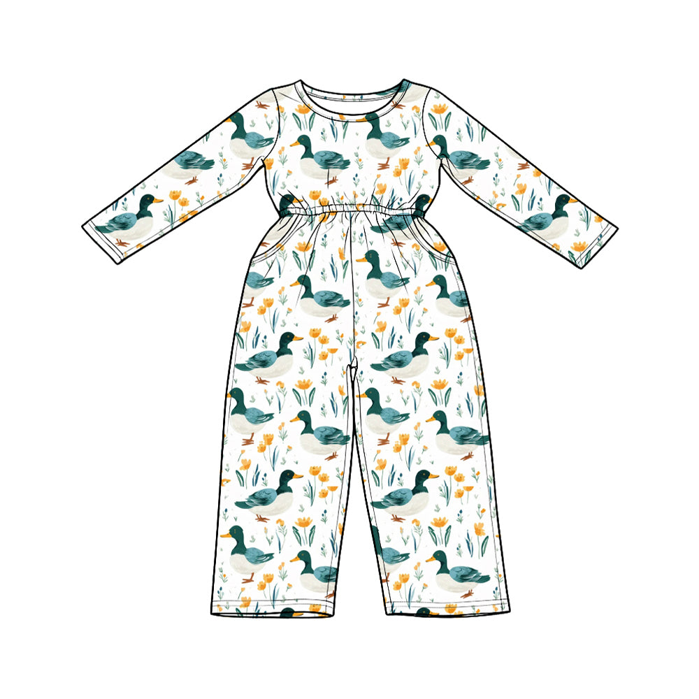 Baby Girls Flowers Ducks Hunting Pockets Pant Jumpsuits Preorder