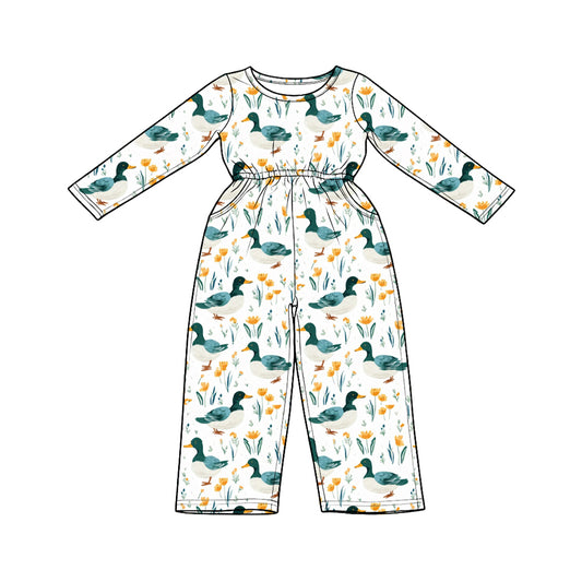 Baby Girls Flowers Ducks Hunting Pockets Pant Jumpsuits Preorder