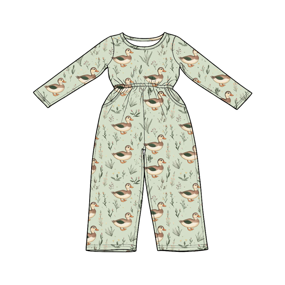 Baby Girls Flowers Ducks Hunting Pockets Pant Jumpsuits Preorder
