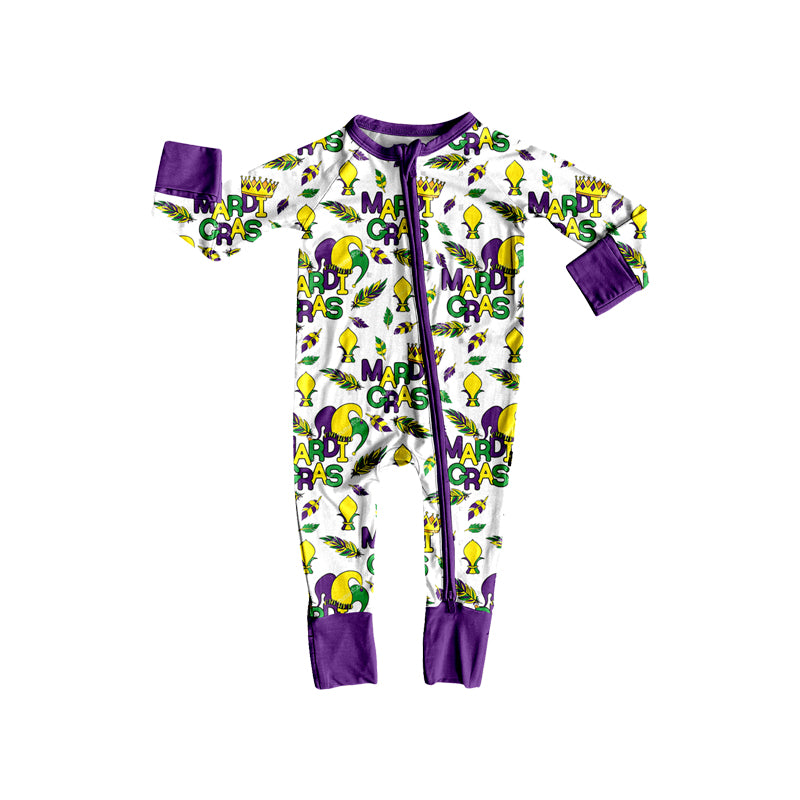 Baby Boys Anchors Crowns Mardigras Two Way Zip Convertible Rompers Preorder