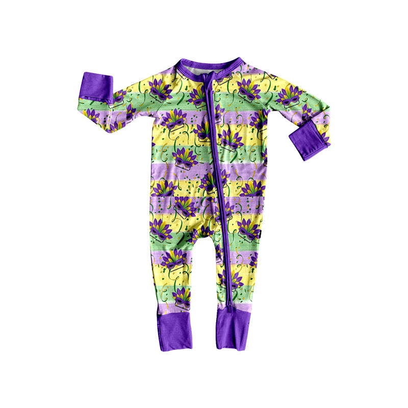 Baby Boys Anchors Masks Mardigras Two Way Zip Convertible Rompers Preorder