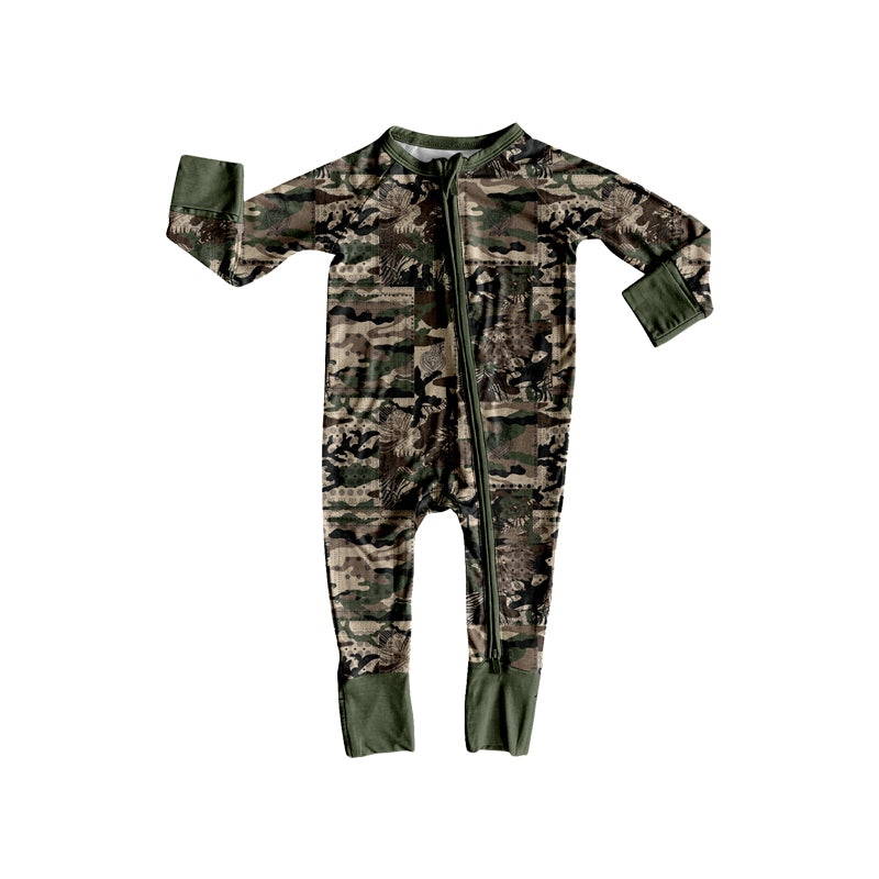 Baby Boys Camo Hunting Two Way Zip Convertible Rompers Preorder