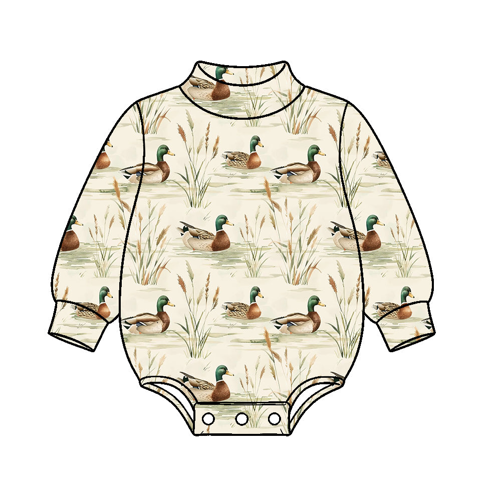 Preorder moq 5 Baby Kids Long Sleeve Ducks Hunting Choker Rompers