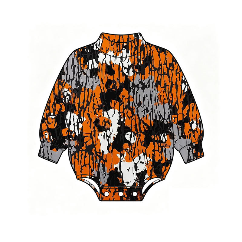 Preorder moq 5 Baby Boys Long Sleeve Orange Black Choker Rompers