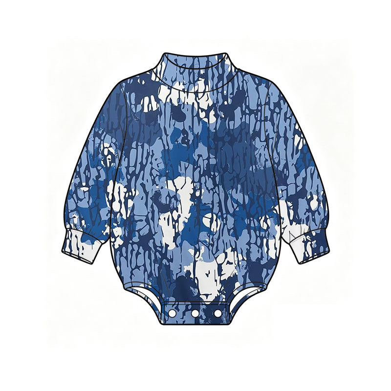 Preorder moq 5 Baby Boys Long Sleeve Blue White Choker Rompers