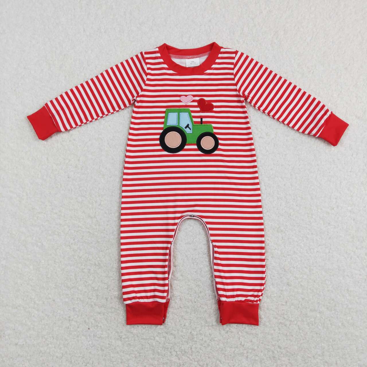 Sibling Baby Boys Girls Valentines Tractor Hearts Rompers Pajamas Clothes Sets