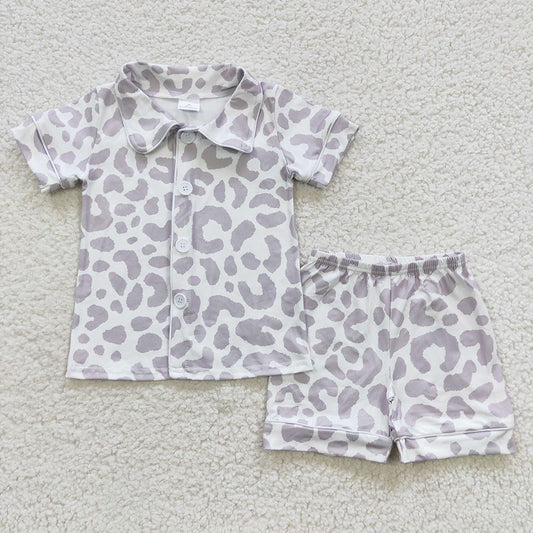 Baby Girls Western White Leopard Shorts Pajamas