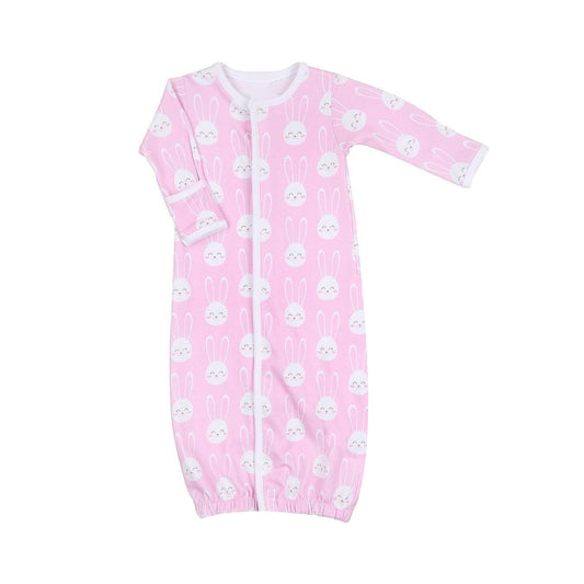 Baby Newborn Girls Easter Rabbits Pink Long Sleeve Gowns preorder