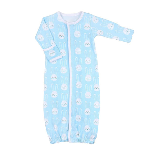 Baby Newborn Boys Easter Rabbits Blue Long Sleeve Gowns preorder