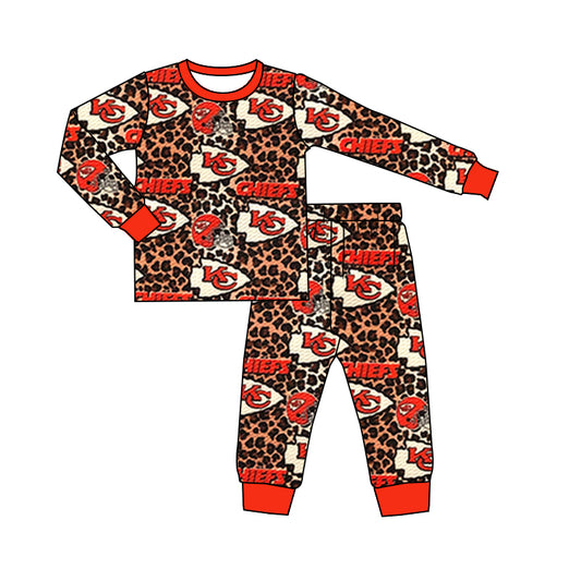 Baby Kids KC Red Leopard Team Top Pants Pajamas Clothes Sets preorder(MOQ 5)