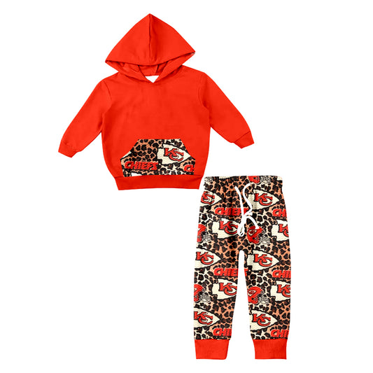 Baby Kids KC Red Leopard Team Hooded Top Pants Clothes Sets preorder(MOQ 5)