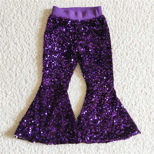 USA Shop Baby Girls Purple Sequin Bell Pants