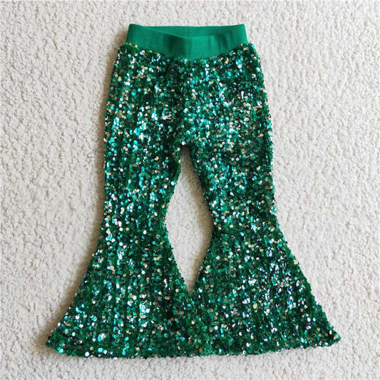 USA Shop Baby Girls Green Sequin Bell Pants