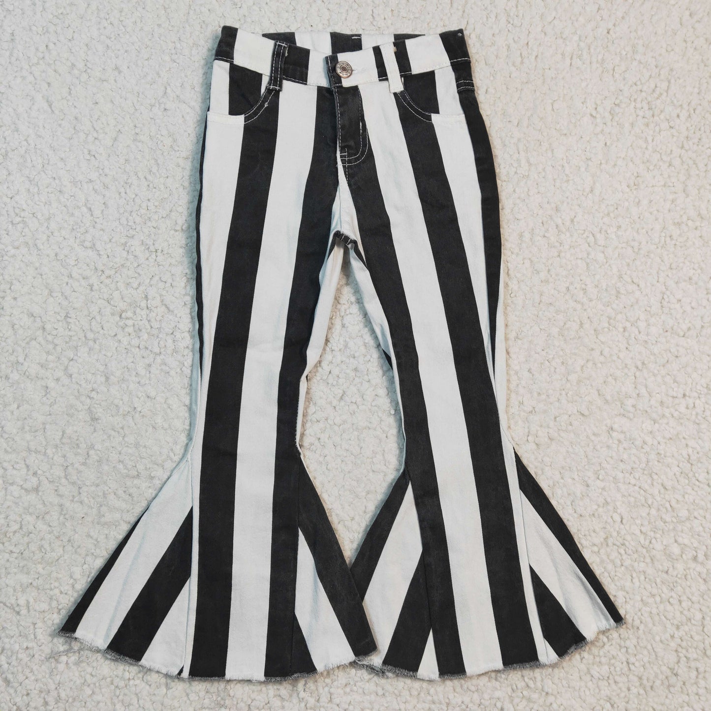 USA Shop Baby Girls Black White Stripe Denim Pants Jeans