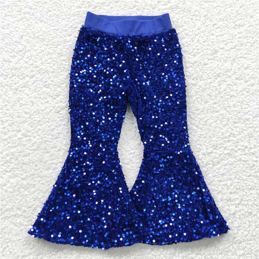 USA Shop Baby Girls Blue Sequin Bell Bottom Pants