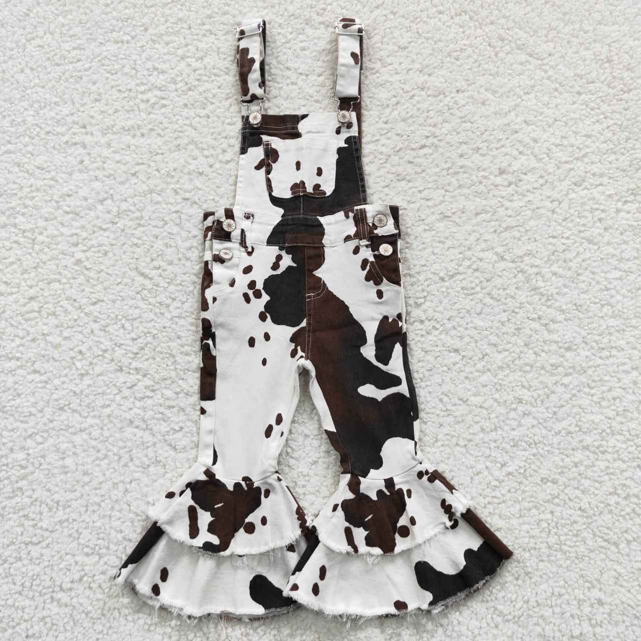 USA Shop Baby Girls Cowhide Print Bib Bell Overall Jumpsuits