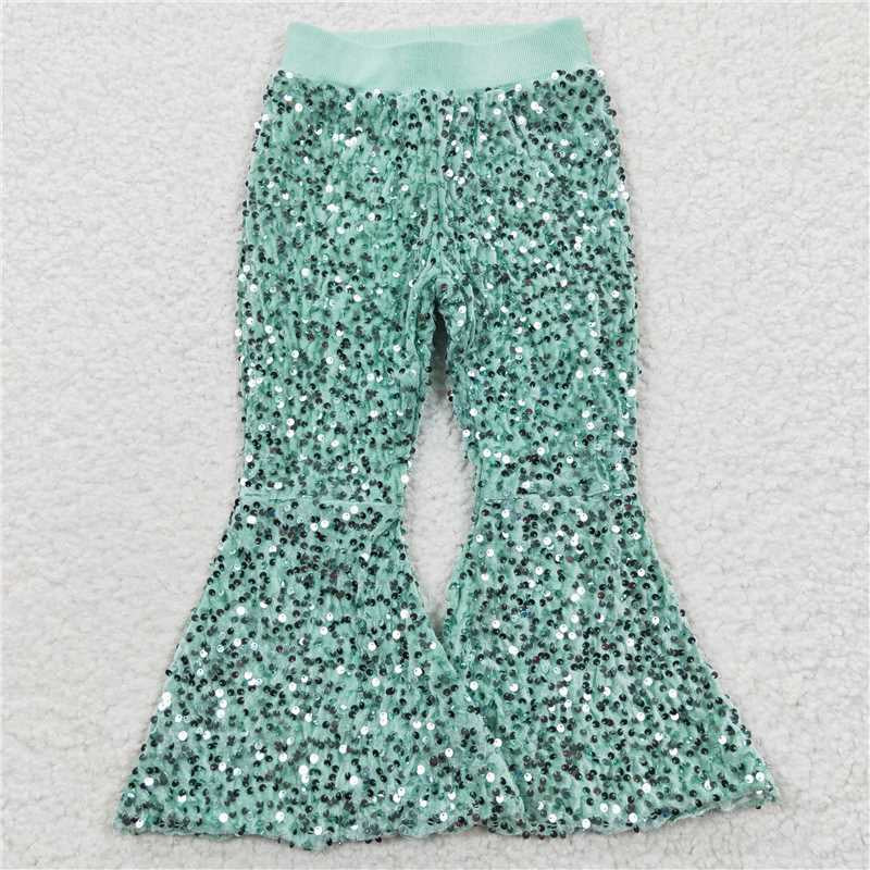 Sibling Baby Girls Party Birthday Sequin Sparkle Flare Bell Bottom Pants