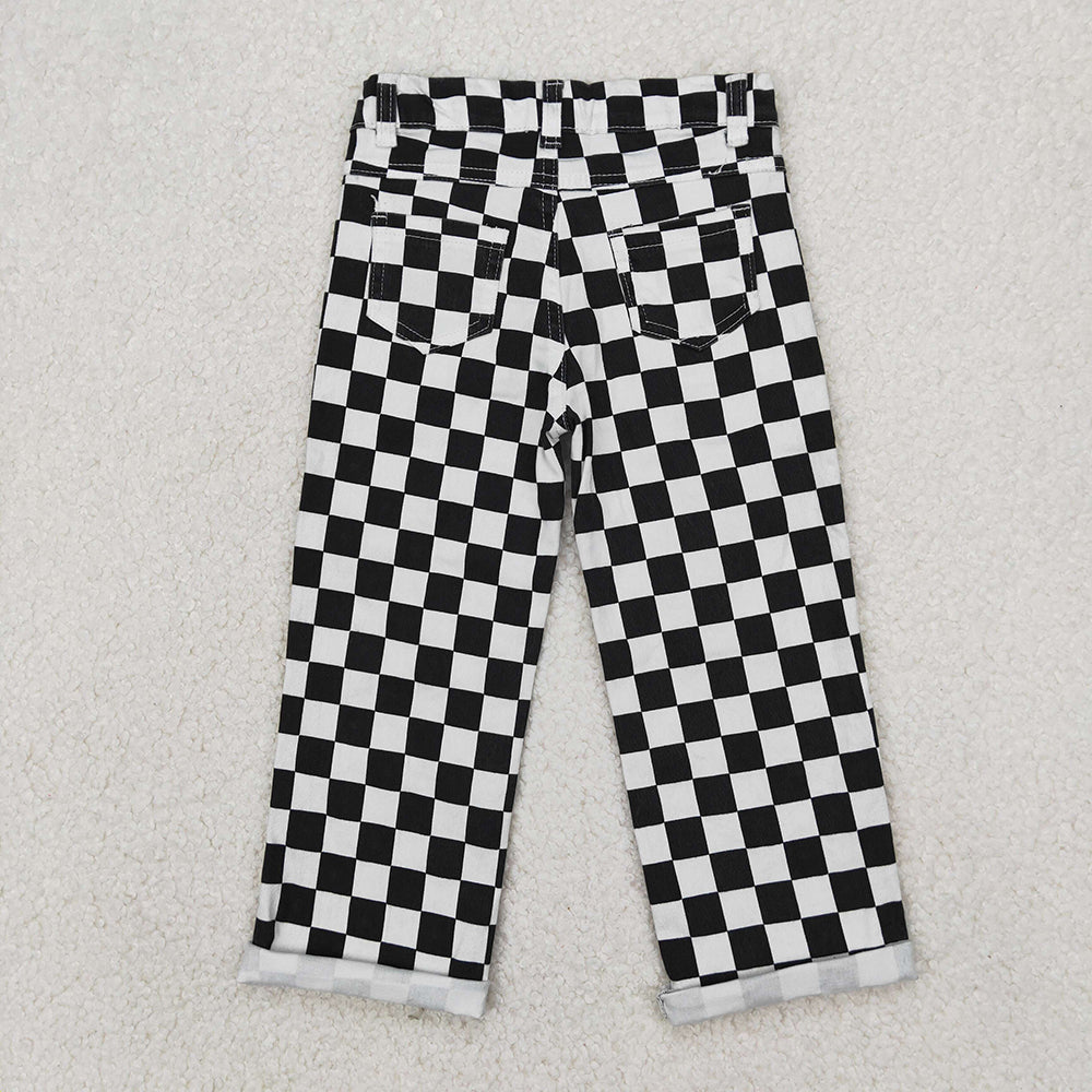Baby Boys Black Check Denim Cool Pants