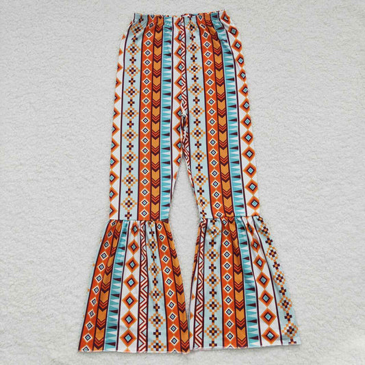 Sibling Adult Men Women Western Camo Bull Skulls Flowers Bell Bottom Flare Pants