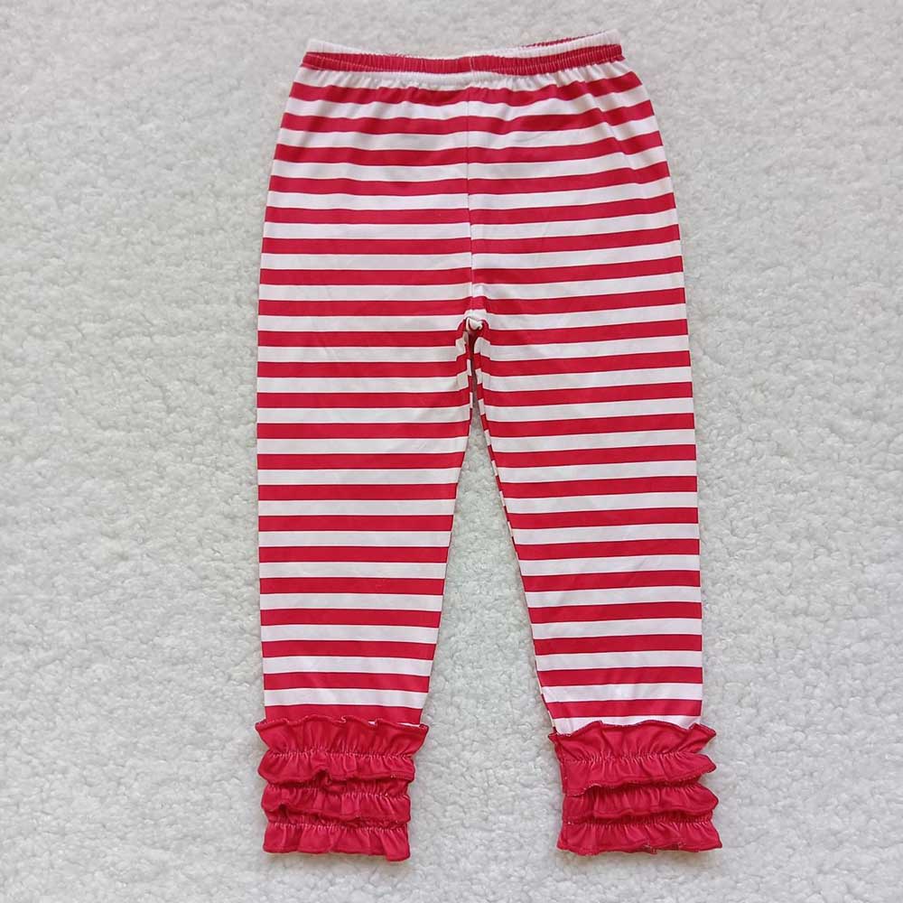 Sibling Girls Baby Christmas Kids Stripes Icing Ruffle Bottom Pants