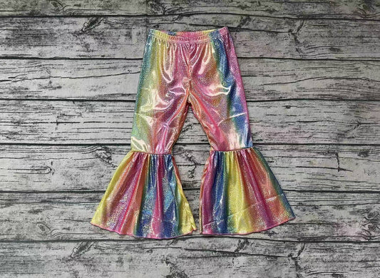 P0178 Baby Girls Colorful Holographic Spandex Bell Bottom Pants