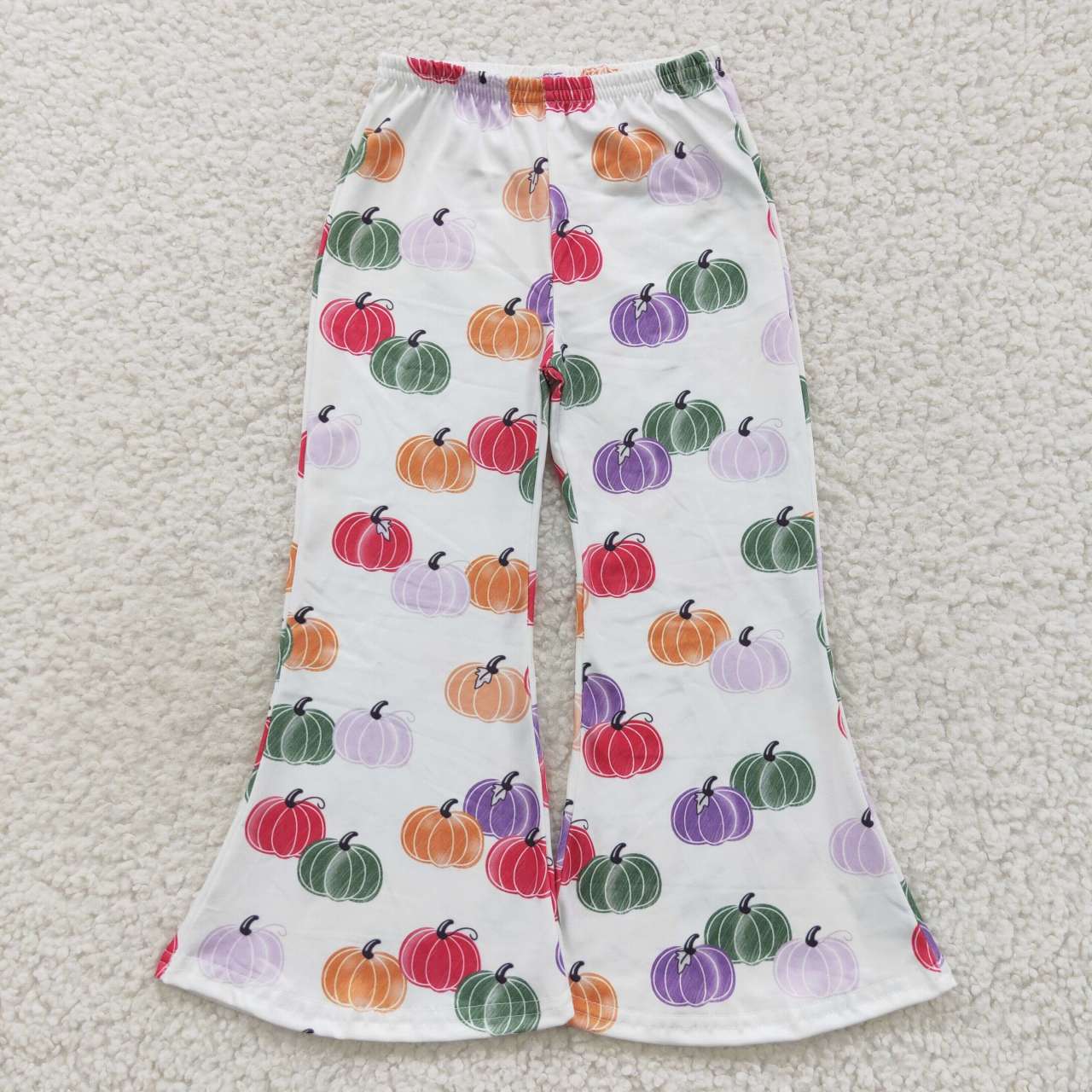 Sibling Baby Girls Thanksgiving Fall Flowers Pumpkins Bell Bottom Pants