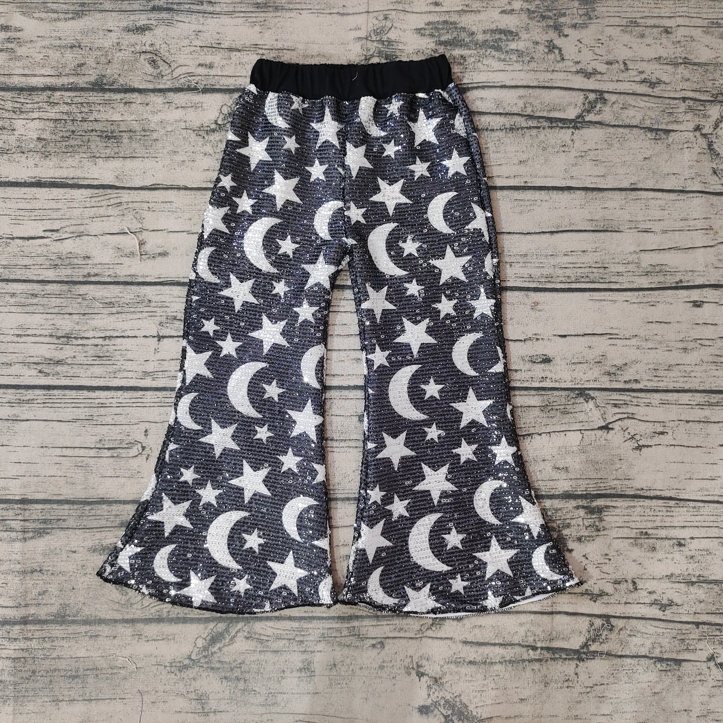 Baby Girls Black Moon Bell Bottom Pants