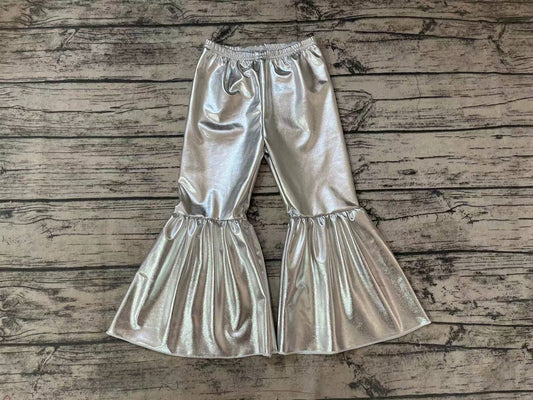 P0254 Baby Girls Grey Holographic Spandex Bell Bottom Pants