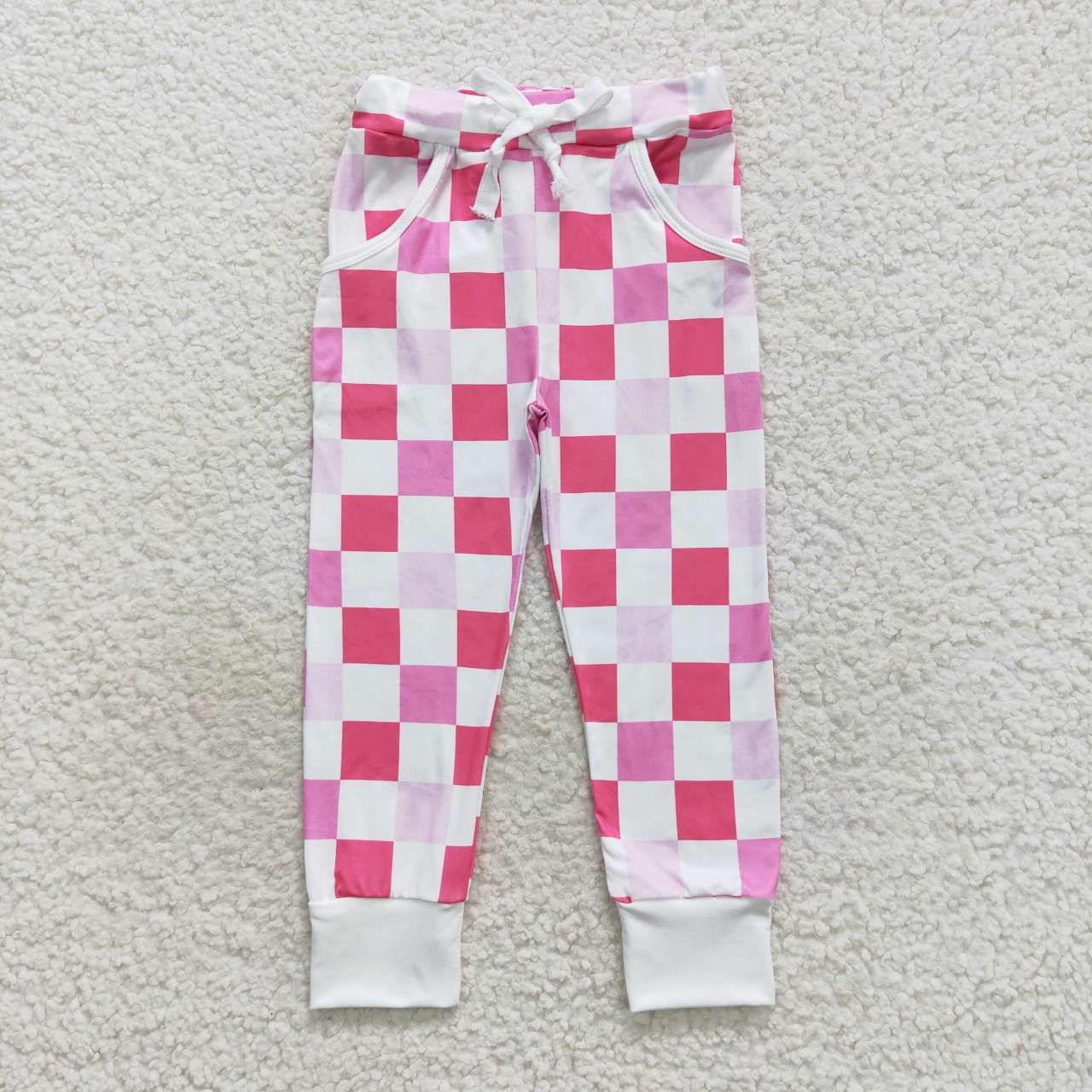 Sibling Baby Girls Hearts Checked Valentine Bell Bottom Leggings Pants
