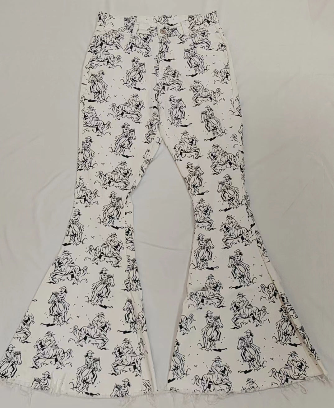 Adult Women White Western Rodeo Denim Bell Pants Jeans Preorder