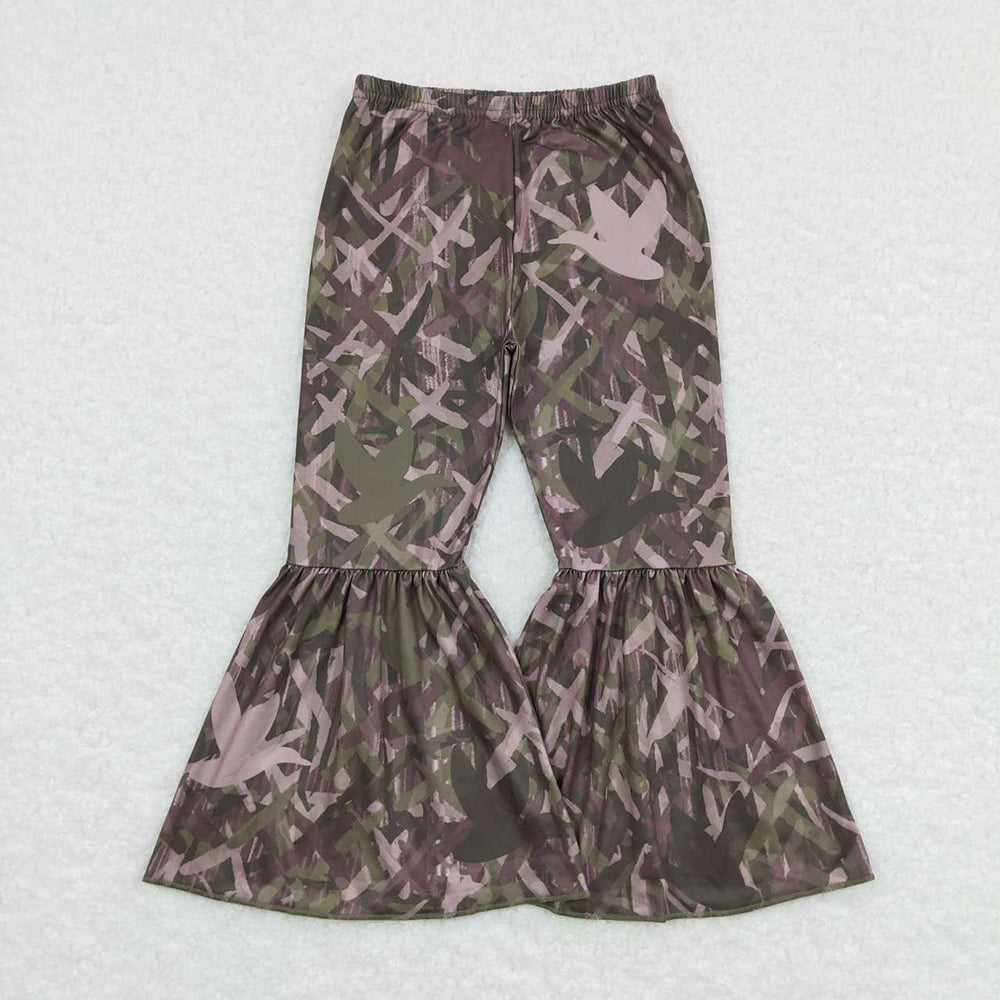 Sibling Baby Girls Camo Deer Ducks Camouflage Hunting Bell Bottom Flare Pants