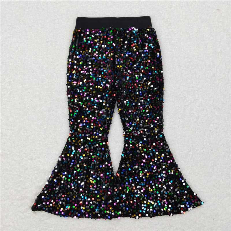 Sibling Baby Girls Party Birthday Sequin Sparkle Flare Bell Bottom Pants