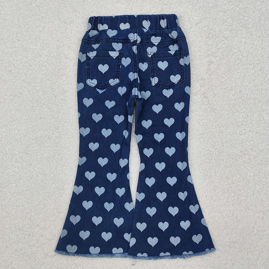 Baby Girls Hearts Valentines Bell Denim Pants Jeans