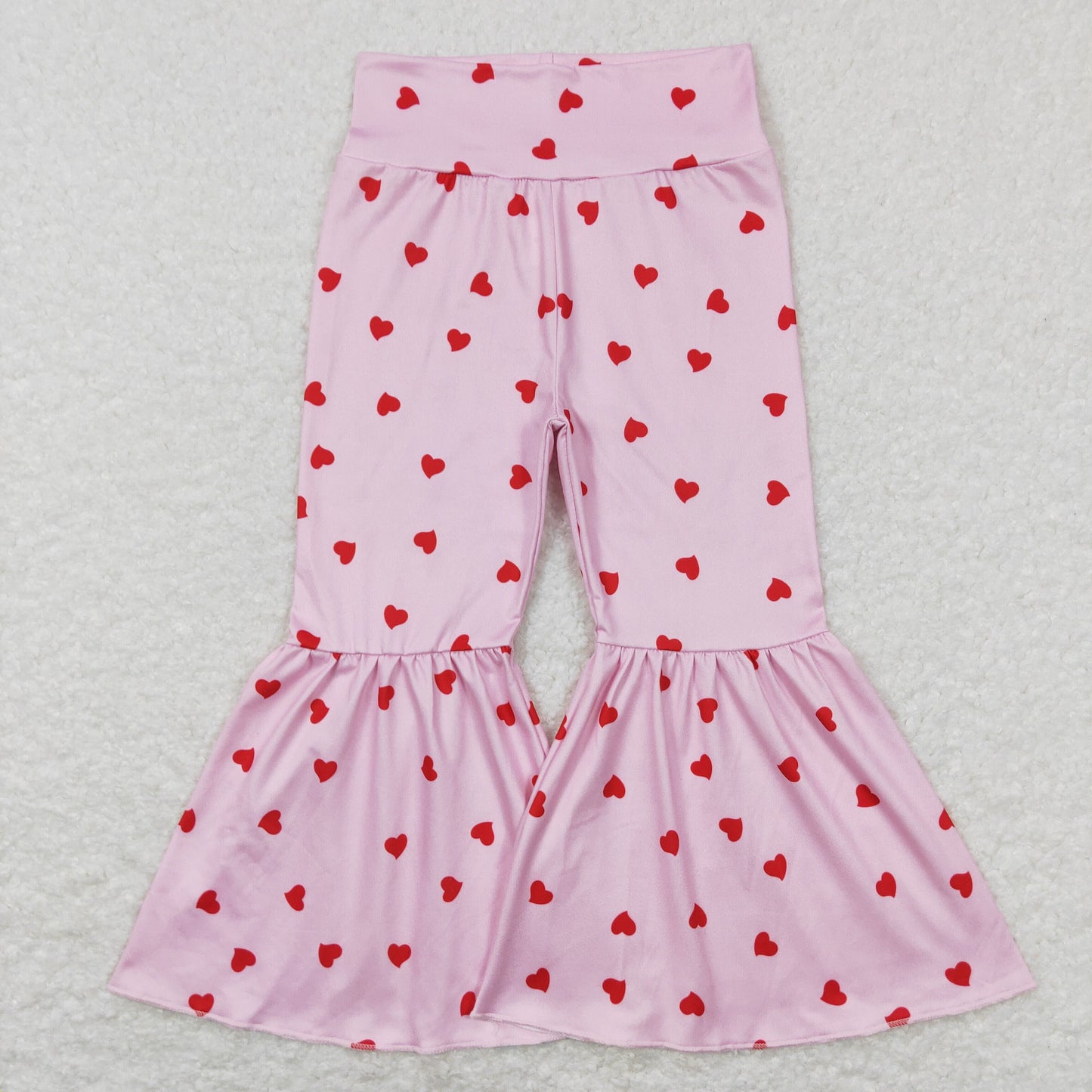 Sibling Baby Girls Hearts Checked Valentine Bell Bottom Leggings Pants
