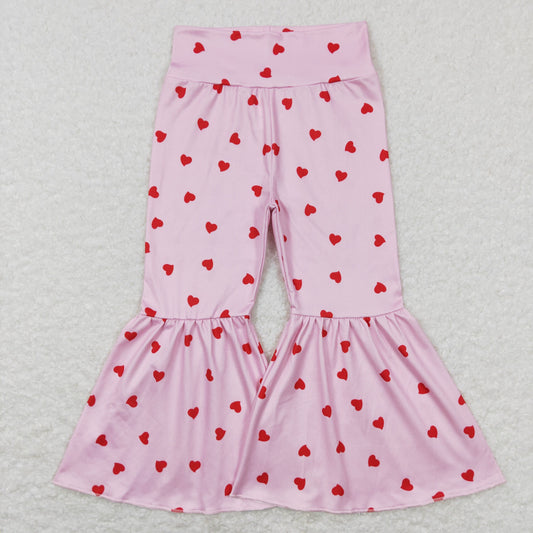 Sibling Baby Girls Hearts Checked Valentine Bell Bottom Leggings Pants