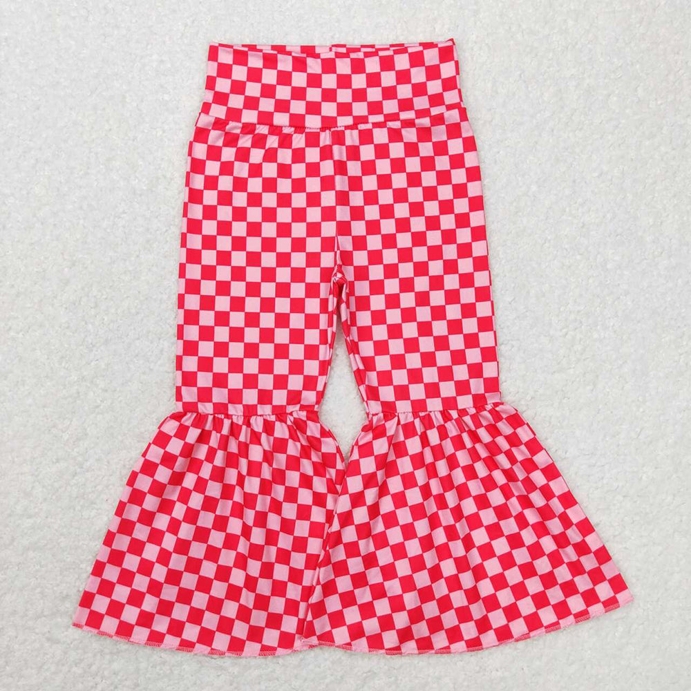 Sibling Baby Girls 3 Colors Checkered Bell Bottom Pants