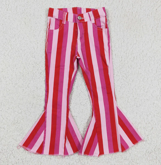 Adult Women Pink Valentines Denim Bell Flare Pants Jeans Preorder