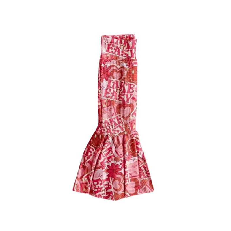 Baby Girls Take It Easy Valentines Hearts Flare Bell Bottom Pants preorder