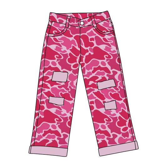 Baby Girls Pink Camo Distressed Denim Pants preorder