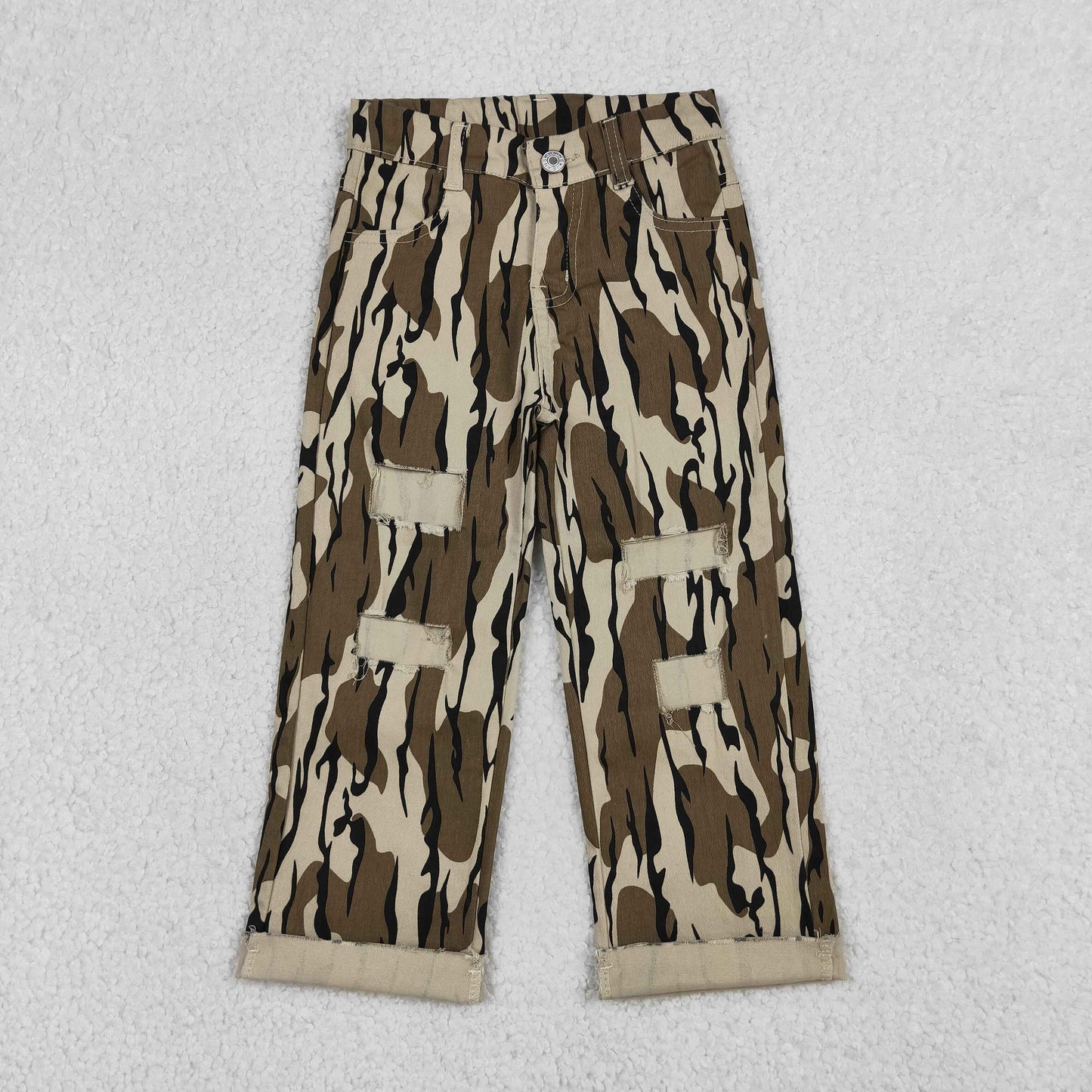Baby Boys Southern Olive Camo Tree Branches Denim Pants Jeans
