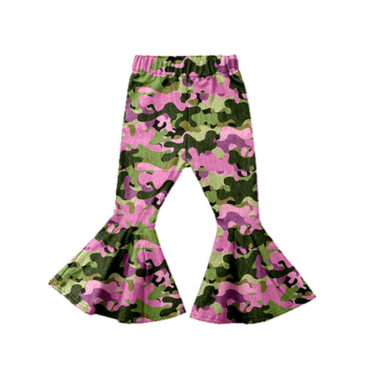 Baby Girls Pink Green Camo Flare Bell Bottom Pants Preorder