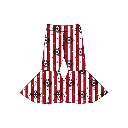 Baby Girls Red Stripes Aztec Bell Bottom Pants Preorder