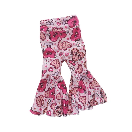 Baby Girls Valentines Hearts Pink Bell Bottom Pants Preorder