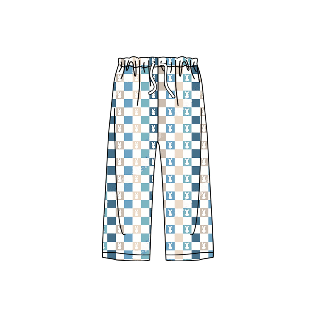 Adult Women Men Blue Checkered Rabbits Bottom Pants Pajamas Preorder