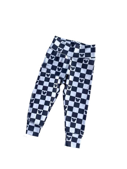 Baby Boys Black Checkered Mouse Pants preorder