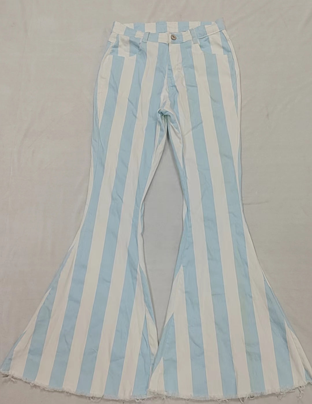 Adult Women Blue Stripes Denim Bell Pants Jeans Preorder
